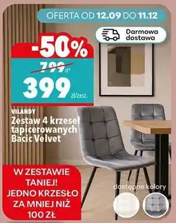 Biedronka Zestaw 4 krzeseł tapicerowanych Bacic Velvet oferta