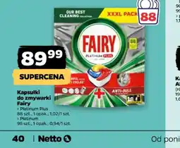 Netto Kapsułki do zmywarki Fairy Platinum Plus oferta