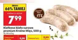 Biedronka Kiełbasa biała surowa premium Kraina Mięs oferta