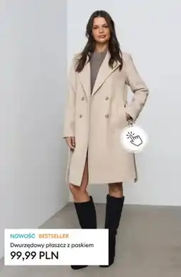 Sinsay Dwurzędowy płaszcz z paskiem oferta