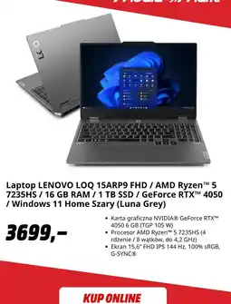 Media Markt Laptop LENOVO LOQ 15ARP9 FHD oferta