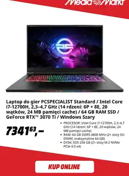 Media Markt Laptop do gier PCSPECIALIST Standard oferta