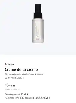 Rossmann Anwen Creme de la creme Olej do olejowania włosów, Tonca & Wanilia oferta