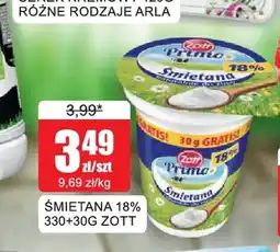 Bingo Śmietana 330+30 g Zott 18% oferta