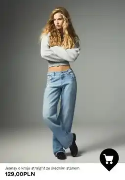 Bershka Jeansy o kroju straight ze średnim stanem oferta