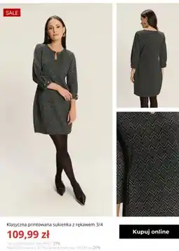 Greenpoint Klasyczna printowana sukienka z rękawem 3/4 Greenpoint oferta