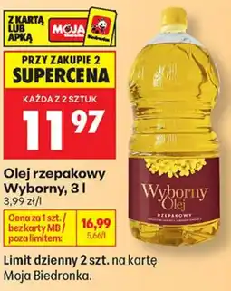 Biedronka Olej rzepakowy Wyborny oferta