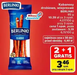 Carrefour Kabanosy drobiowe, wieprzowe BERLINKI oferta