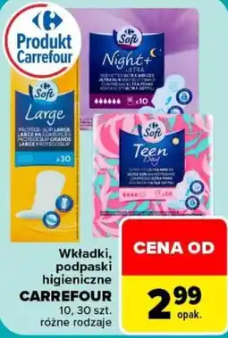 Carrefour Wkładki, podpaski higieniczne Carrefour oferta