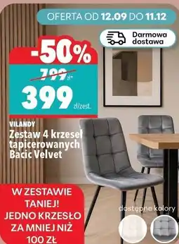 Biedronka Zestaw 4 krzeseł tapicerowanych Vilandy Bacic Velvet oferta