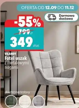 Biedronka Fotel uszak Vilandy z metalowymi nogami oferta