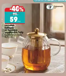 Biedronka Dzbanek ze stalowym zaparzaczem Tulip 1 l z podwójną ścianką złoty mat Vialli Design oferta