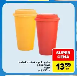 Carrefour Kubek stożek z pokrywką silikonową Aura oferta