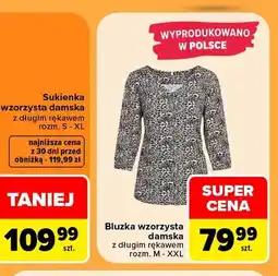 Carrefour Bluzka wzorzysta damska z długim rękawem oferta