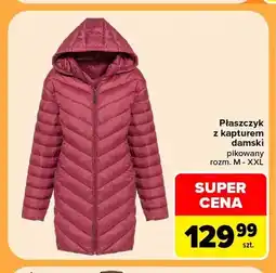 Carrefour Płaszczyk z kapturem damski pikowany oferta