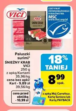 Carrefour Paluszki surimi Śnieżny Krab Vici oferta