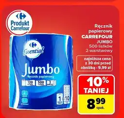 Carrefour Ręcznik papierowy Carrefour Jumbo 500 listków 2-warstwowy oferta