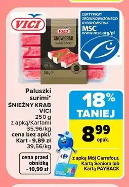Carrefour Paluszki surimi Śnieżny Krab Vici oferta