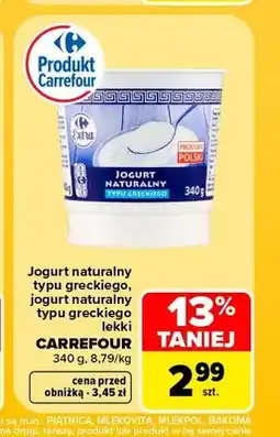 Carrefour Jogurt naturalny typu greckiego Carrefour oferta