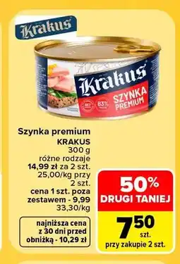 Carrefour Szynka premium Krakus oferta
