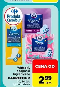 Carrefour Wkładki, podpaski higieniczne Carrefour oferta