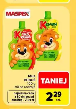 Carrefour Mus Kubuś jabłko banan marchew truskawka oferta