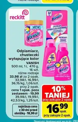 Carrefour Odplamiacz, chusteczki wyłapujące kolor Vanish oferta