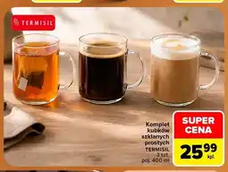 Carrefour Komplet kubków szklanych prostych Termisil 3 szt oferta