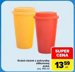 Carrefour Kubek stożek z pokrywką silikonową oferta