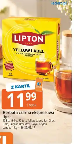 E.Leclerc Herbata czarna ekspresowa Lipton oferta
