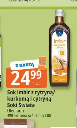 E.Leclerc Sok imbir z cytryną/ kurkumą i cytryną Soki Świata Oleofarm oferta