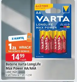 E.Leclerc Baterie Varta LongLife Max Power AA/AAA oferta
