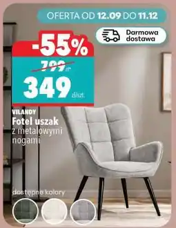 Biedronka VILANDY Fotel uszak z metalowymi nogami oferta