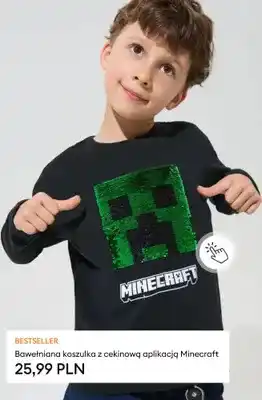 Bawełniana koszulka z cekinową aplikacją Minecraft