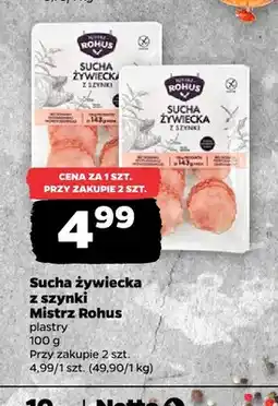 Netto Kiełbasa sucha żywiecka z szynki Mistrz Rohus oferta