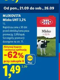 Lidl Mleko UHT Mlekovita 3,2% oferta