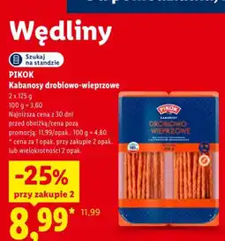 Lidl Kabanosy drobiowo-wieprzowe 2-pak Pikok oferta