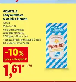 Lidl Lody waniliowe w wafelku Plombir Gelatelli oferta