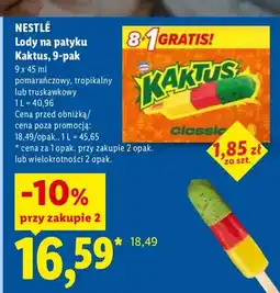 Lidl Lody na patyku Kaktus 9-pak pomarańczowy Nestlé oferta