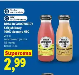Lidl Sok jabłkowy tłoczony NFC smoczy owoc Bracia Sadownicy 100% oferta