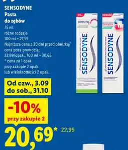 Lidl Pasta do zębów Kompletna Ochrona+ Sensodyne oferta