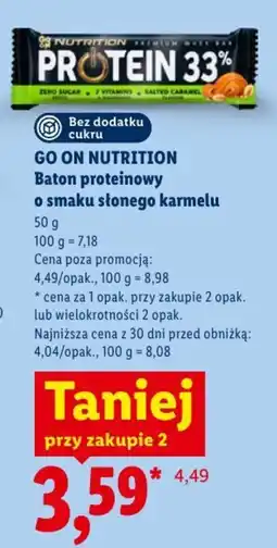 Lidl GO ON NUTRITION Baton proteinowy o smaku słonego karmelu oferta