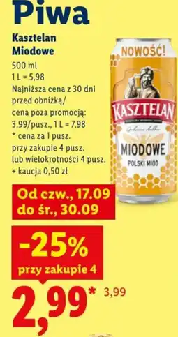 Lidl Piwa Kasztelan Miodowe oferta