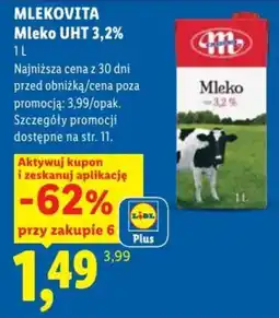 Lidl Mleko uht 3,2% mlekovita oferta