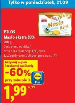Lidl PILOS Masło ekstra 83% oferta