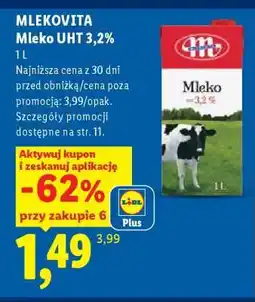 Lidl Mlekovita Mleko UHT 3,2% oferta