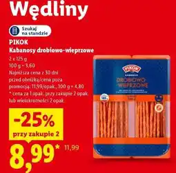 Lidl PIKOK Kabanosy drobiowo- -wieprzowe oferta