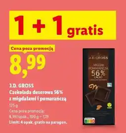 Lidl J.D. GROSS Czekolada deserowa 56% z migdałami i pomarańczą oferta