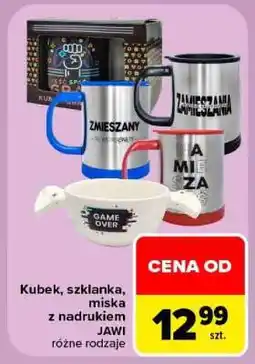 Carrefour Kubek, szklanka, miska z nadrukiem JAWI oferta