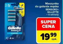 Carrefour Maszynka do golenia męska SENSOR3+ GILLETTE + 4 wkłady oferta